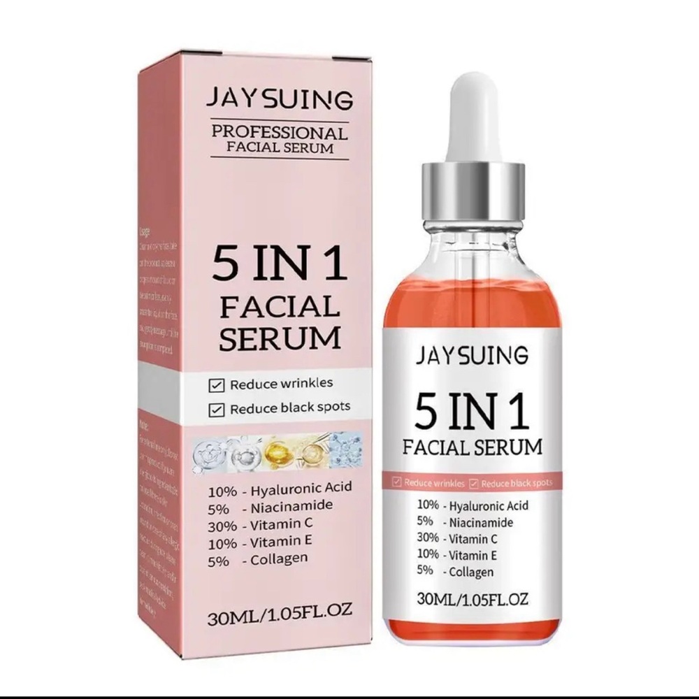 New, 5 in 1 facial serum. Niacinamide, Vit. C and E, Hyaluronic acid & Collagen